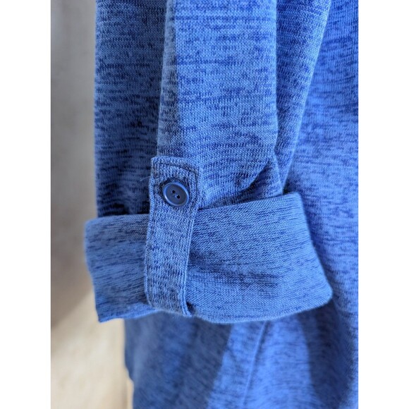 T by Talbots Open Front Cardigan Sweater Medium Blue Pockets Roll Tab Sleeves - Picture 5 of 9